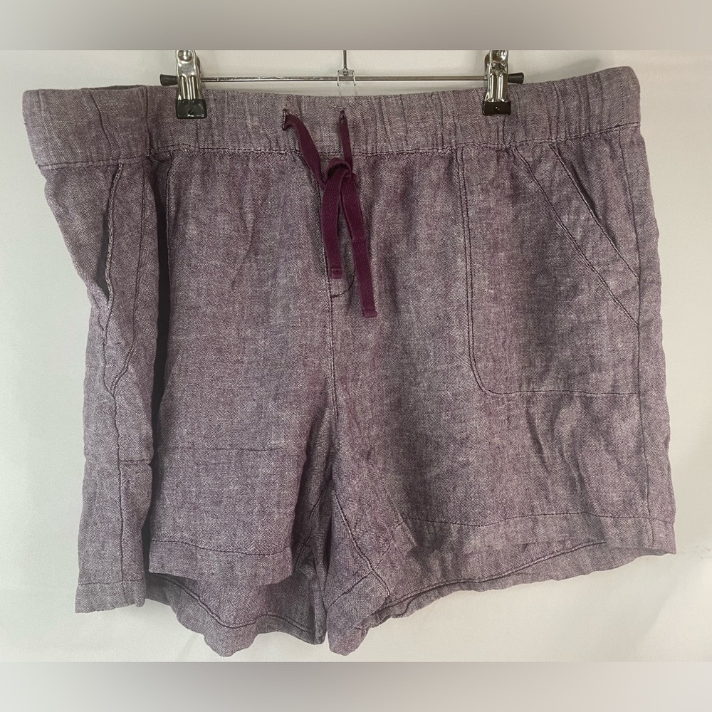 Lane Bryant linen blend purple shorts. So cute and perfect for summer!
